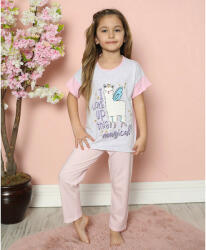 DomiKids Lámás szürke-puncs lány pizsama (Méret 134-140)