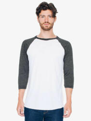 American Apparel uniszex 3/4 ujjú póló, AABB453 raglán ujjú, White/Heather Black-2XL