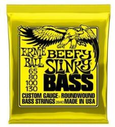 Ernie Ball 2840 Set de coarde pentru chitară bas electric, Beefy Slinky BASS, oțel placat cu nichel, 65-130 (2840)