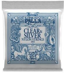 Ernie Ball 2403 Set de corzi pentru chitară clasică, Ernesto Palla Clear& Silver, Nylon/Alamă argintată, 28-42 (2403)