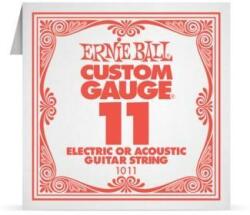 Ernie Ball 1011 Coarde pentru chitară electrică acustică, Custom Gauge 11 Plain, oțel placat cu staniu, 11 (1011)