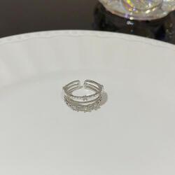 Highbling Bizsu gyűrű Nyitott gyűrű mérete állítható Háromsor-mintás gyűrű J694