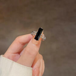Highbling Bizsu gyűrű Nyitott gyűrű mérete állítható Éjfekete gyűrű J662