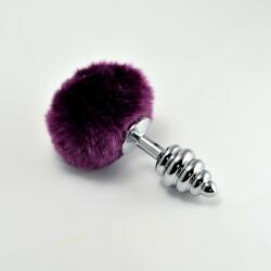 Lovetoy Dop Anal Lovetoy Spiral Pompon Metal Plug Argintiu - Violet grosime 2 cm lungime 7 cm