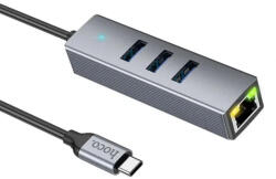 Hoco Hoco, Docking Station Easy Link (HB34), Type-C to USB3.0, Ethernet, 1000Mbps, Metal Gray