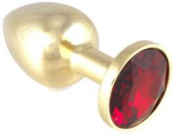 Rimba Dop Anal Rimba Butt Plug Metal With Crystal Rosu - Auriu grosime 3 cm lungime 7.3 cm