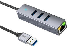 Hoco Hoco, Docking Station Easy Link (HB34), USB to USB3.0, Ethernet, 1000Mbps, Metal Gray