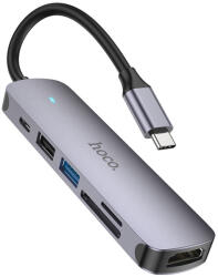 Hoco Hoco, Docking Station (HB28), Type-C to USB3.0, USB2.0, SD Card, TF Card, Type-C, HDMI, Metal Gray