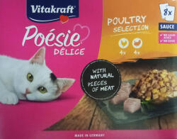Vitakraft Poésie Poultry szószos válogatás macskáknak - Alutasakos multipack (8 karton multipack = 64 alutasak = 8 x [2 íz x 4 db x 85 g]) 5440 g