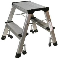 Manutan Scara mobila din aluminiu cu platforma Manutan, cu urcare pe ambele parti, 2 x 2 trepte M1133105