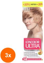 LONCOLOR Set 3 x Vopsea de Par Permanenta Loncolor Ultra 10.22 Blond Rose, 110 ml