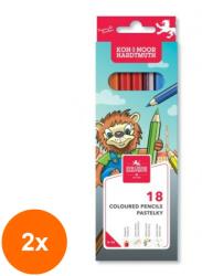 KOH-I-NOOR Set 2 x Creioane Colorate, Colectia Leu, 18 Culori (HOK-2xKH-K3553-18L)