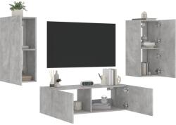 vidaXL 3 darab betonszürke falra szerelhető TV-szekrény LED-del (3216870)