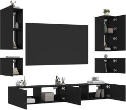 vidaXL 6 darab fekete falra szerelhető TV-szekrény LED-del (3216889) - vidaxl