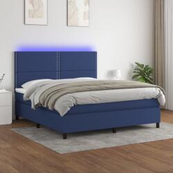vidaXL kék szövet rugós és LED-es ágy matraccal 160x200 cm (3134811) - vidaxl