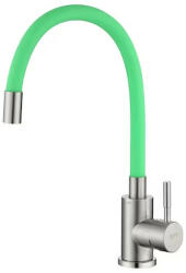 Zegor álló mosogató csaptelep INOX zöld flexibilis kifolyócsővel SAP4-F090GN
