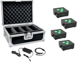 EUROLITE Set 4x AKKU IP Flat Light 3 bk + Charger + Case