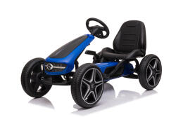 Hollicy Kinderauto GO Kart cu pedale de la Mercedes, roti cauciuc solid, scaun reglabil, centura de siguranta Albastru