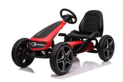Hollicy Kinderauto GO Kart cu pedale de la Mercedes, roti cauciuc solid, scaun reglabil, centura de siguranta Rosu