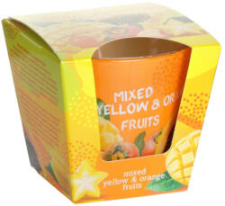 Bartek Candles illatgyertya üvegpohárban Tropical Twist - Sárga és narancssárga gyümölcsök