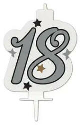 Procos Milestone, Happy Birthday Silver tortagyertya, számgyertya 18-as (PNN95627)