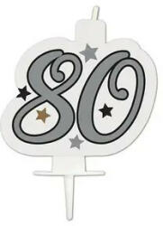 Procos Milestone, Happy Birthday Silver tortagyertya, számgyertya 80-as (PNN95635)