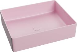 Foglia Lavoar baie dreptunghiular pe blat, roz mat, ventil inclus, Foglia, Color (78570B(45)MP)