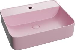 Foglia Lavoar baie pe blat, roz mat, dreptunghiular, cu orificiu baterie, ventil inclus, Foglia, Golar (78180MP)