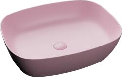 Foglia Lavoar baie pe blat, dreptunghiular margini rotunde, roz mat, ventil inclus, Bristol, Foglia (78105MP)