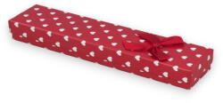 Ékszerkirály Ékszerdoboz kartonból nyaklánc, karlánc, bokalánc részére, szíves, masnis, piros (NYED001)