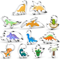 12 darabos fém süteménykiszúró - Dinoszaurusz