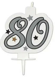 Happy Birthday Silver Milestone tortagyertya, számgyertya 80-as (PNN95635) - mesesajandek