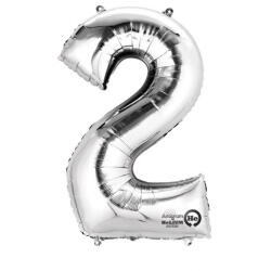 Grabo Balon folie cifra 2 argintiu 66cm