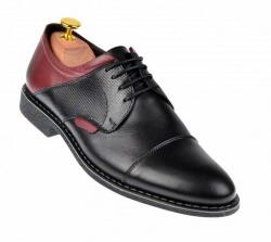 Ellion Pantofi barbati casual din piele naturala, negru - bordo, SIR156NVIS