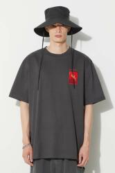 Wood Wood pamut póló Haider heaven t-shirt szürke, férfi, nyomott mintás - szürke L