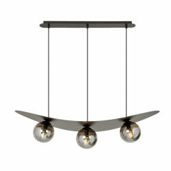 Emibig Lustra liniara neagra cu 3 globuri de sticla fumurie Aura (1300/3)