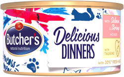 Butcher's 48x85g Butcher's Delicious Dinners Lazac & garnéla nedves macskatáp