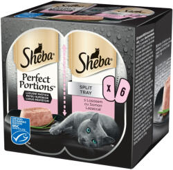 Sheba SHEBA Perfect Portions, Somon, tăviță hrană umedă pisici, (pate), multipack, 37.5g x 6buc