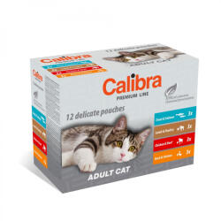 Calibra CALIBRA Premium Line, Păstrăv și Somon, plic hrană umedă pisici, (în sos), multipack, 100g x 12buc