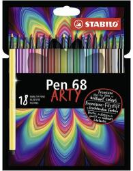 Stabilo Liner Pen 68 BRUSH ARTY set de 18 culori (0010419) Carte de colorat