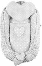 New Baby New Baby-Cuib de lux cu pernă și plapumă New Baby Grey heart (39072)