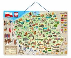 Woodyland Harta magnetică a Poloniei cu imagini și joc de societate 3 în 1 (102191234) Joc de societate
