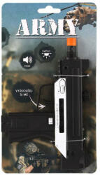 Teddies Pistol mitralieră plastic 17, 5 cm funcționează cu baterie cu sunet și lumină neagră pe card (00850041)