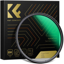 K&F Concept 62mm True Color CPL Polárszűrő -Polarizált MC-CPL Nano-X filter (KF01.2368)