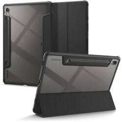 Samsung Tab S9 11.0 SM-X710 / X716B, mappa tok, légpárnás sarok, közepesen ütésálló, érintőceruza tartóval, Trifold, Spigen Ultra Hybrid Pro, átlátszó/fekete
