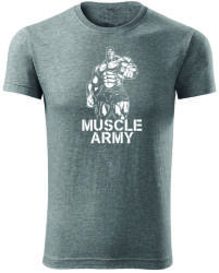 DRAGOWA fitness póló muscle army man, szürke 180g/m2