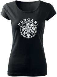 DRAGOWA női rövid ujjú trikó magyar, fekete 150g/m2