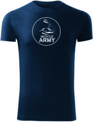 DRAGOWA fitness póló muscle army biceps, kék 180g/m2