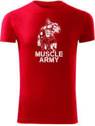 DRAGOWA fitness póló muscle army man, piros 180g/m2