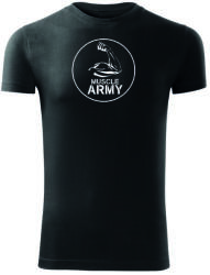 DRAGOWA fitness póló muscle army biceps, fekete 180g/m2